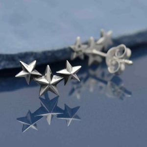 Sterling Silver Three Star Earrings
