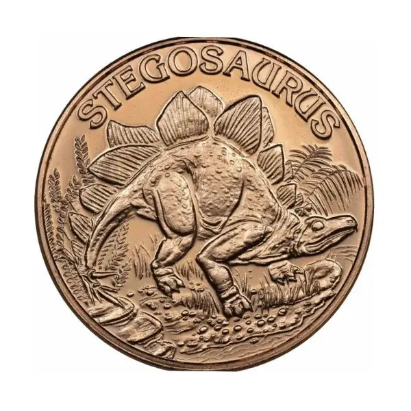 Prehistoric Design 1 oz Pure .999 Copper Round Bullion Coin in Capsule