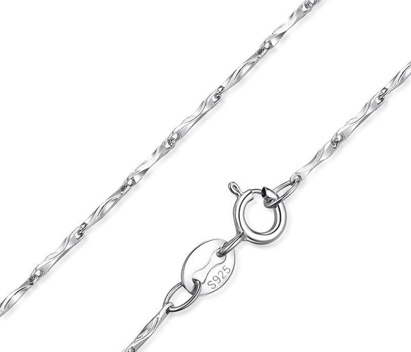 Sterling Silver Singapore Chain - Ingot Style - 16"