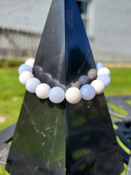 Blue Lace Agate Elastic Bracelet