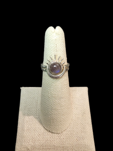 Celestial 2 Piece Sun and Moon Ring Set - Sterling Silver