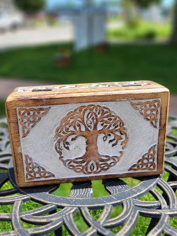 Wooden Treasure Box - White Tree of Life