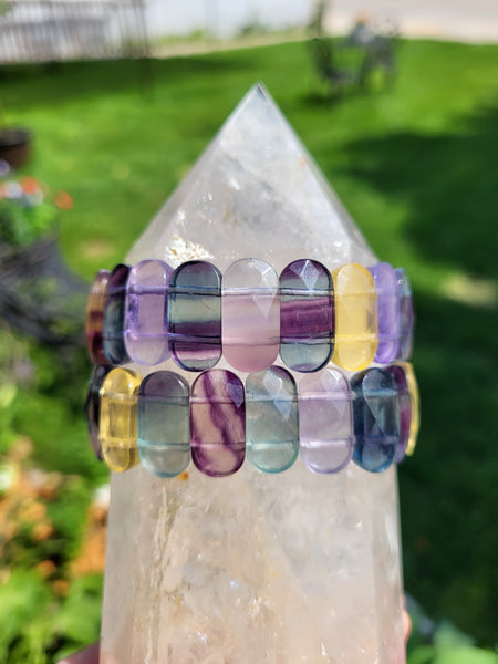 Rainbow Fluorite Elastic Bracelets