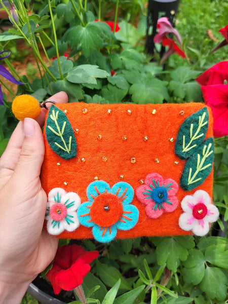 Felted Flower Coin Purse