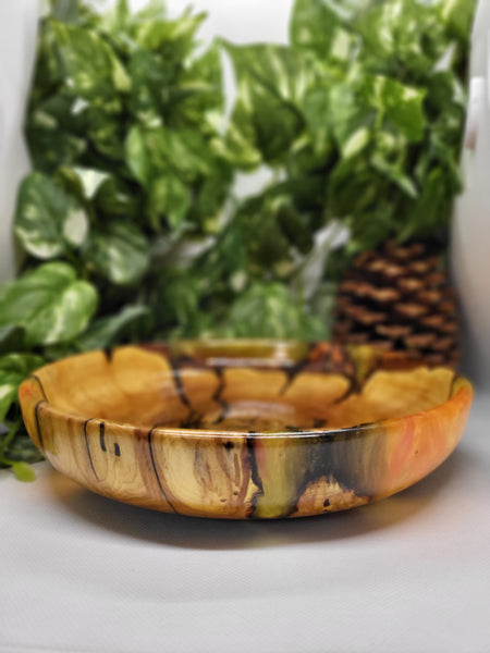 Pussy Willow Plate with Flaming Orange Resin by Ronald Bemmann