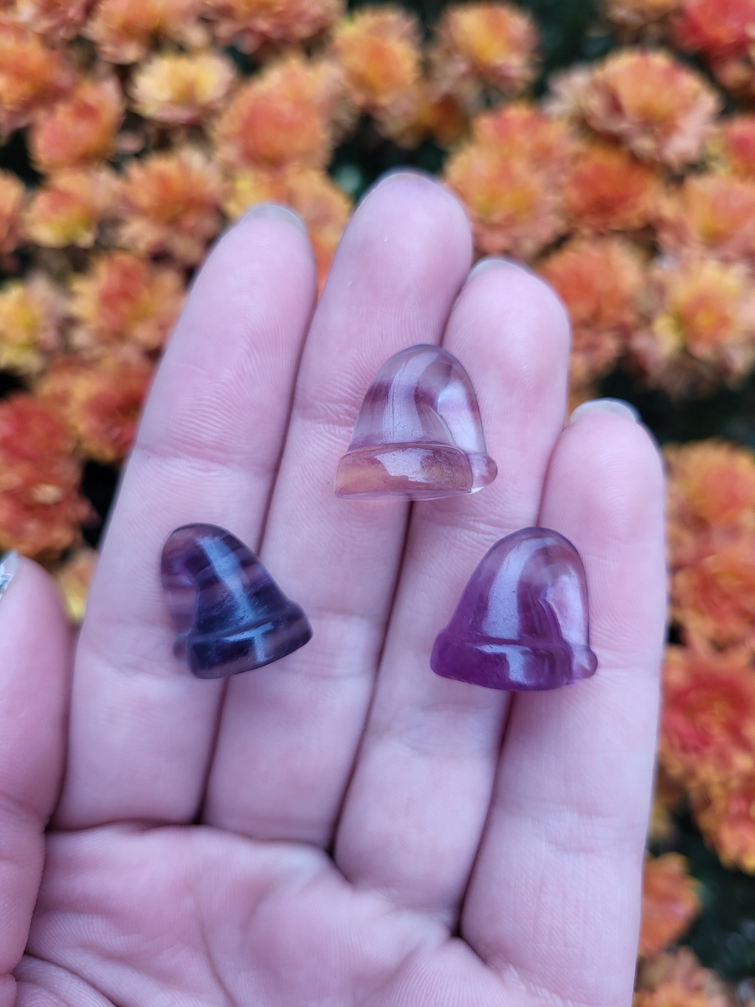 Mini Crystal Santa Hats - Rainbow Fluorite