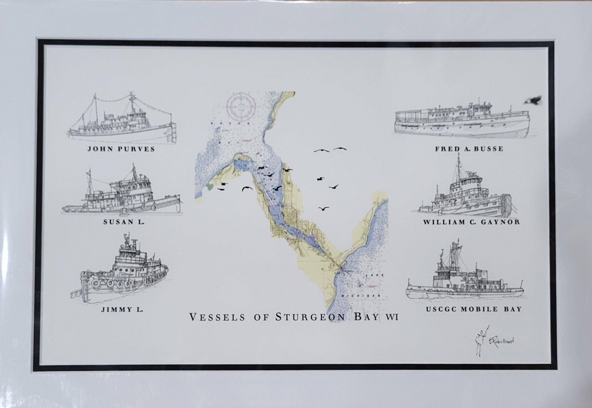 “Vessels of Sturgeon Bay WI” - Printed Sketch (13x19”) by David Robillard #94