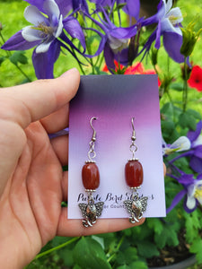 Carnelian & Elephant Drop Earrings by Nikkie Howard