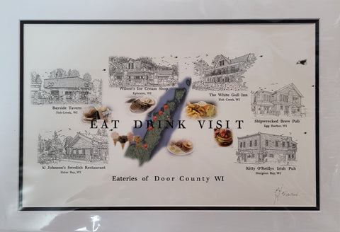 “Eateries of Door County” - Printed Sketch (13x19”) by David Robillard #96