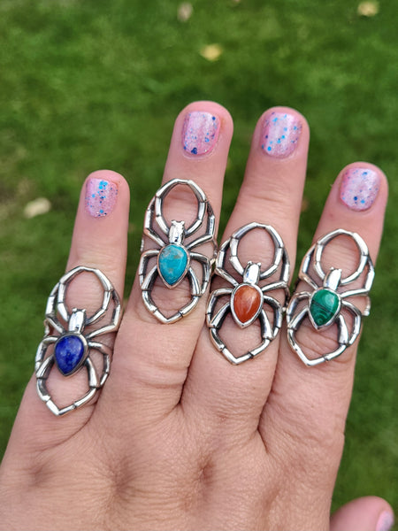Spider Gemstone Ring - Sterling Silver