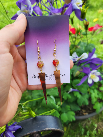 Fire Crackle with Spike Drop Earrings by Nikkie Howard