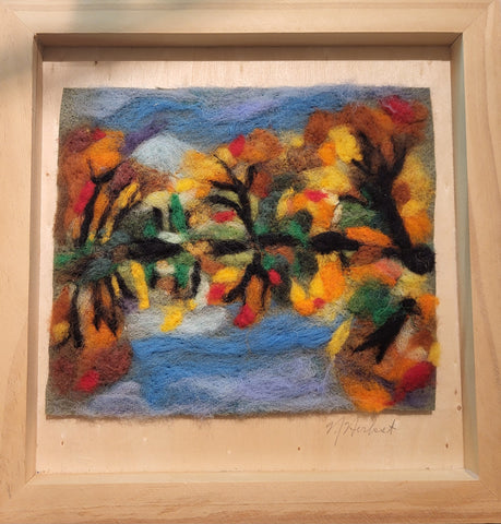 “Fall Reflections" - 8 x 8 Original Felt Painting by Nicole Herbst