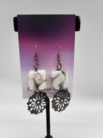 White Glass with Metal Drop Earrings by Nikkie Howard