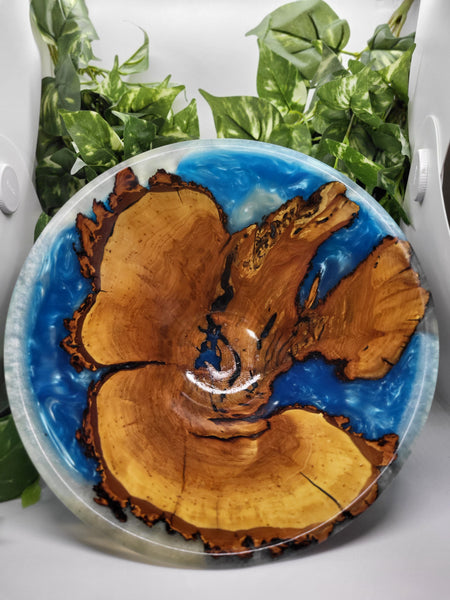 Pussy Willow Blue Resin Bowl by Ronald Bemmann