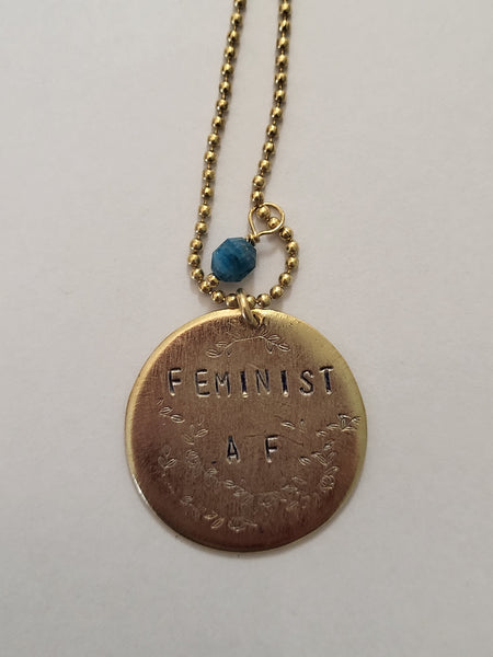 PrettyWar Feminist AF Necklace w/ Apatite