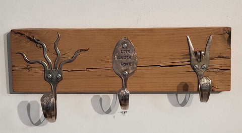 Rustic Silverware Hooks Rack