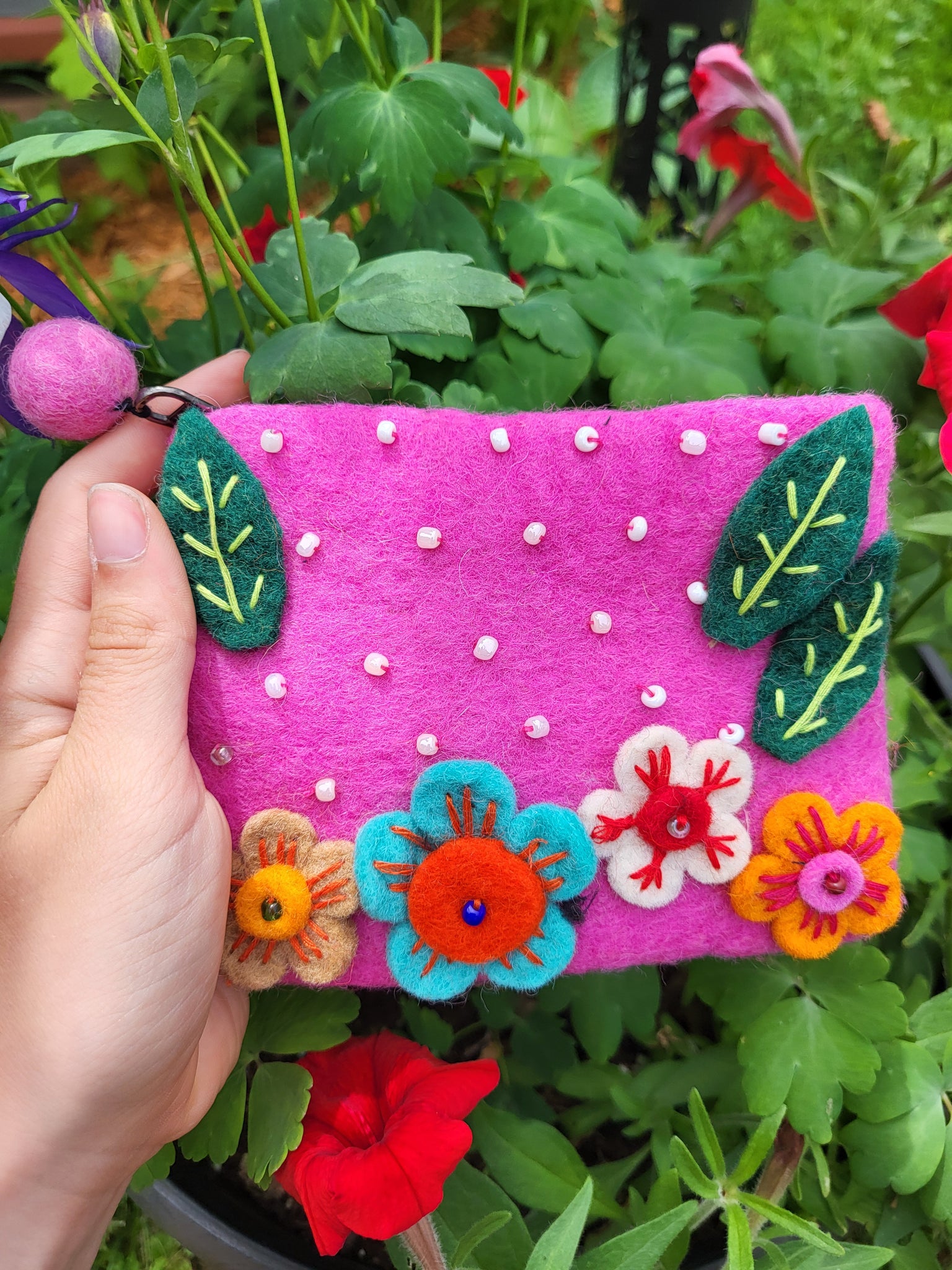 Felted Flower Coin Purse