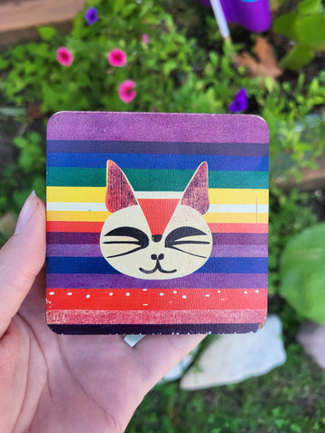 Pride Cat Magnet (Pride Background, Pink Ears)