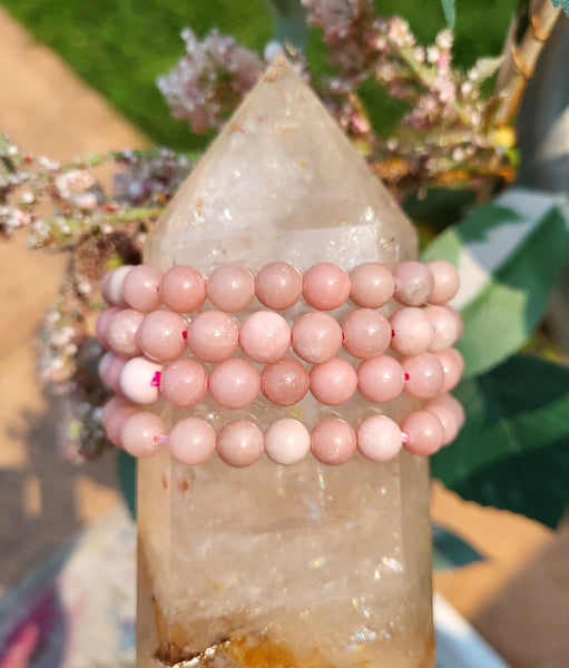 Pink Opal Elastic Bracelets