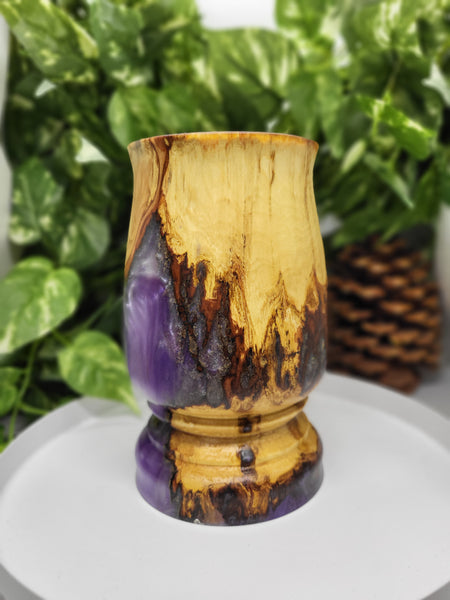 Pussy Willow & Purple Resin Vase by Ronald Bemmann