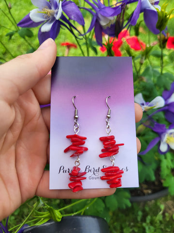 Coral Chip 2 Drop Earrings by Nikkie Howard
