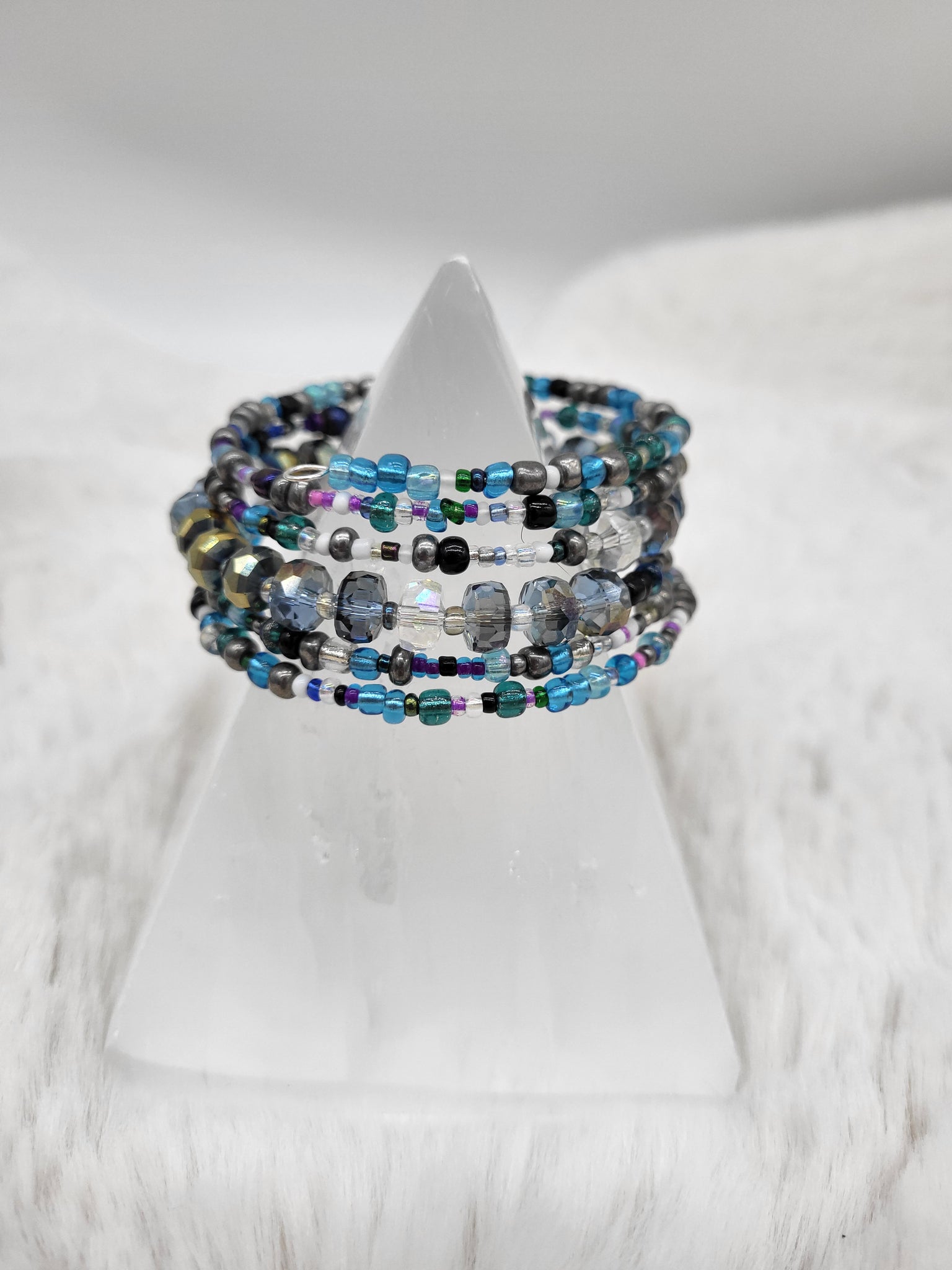Illusion Bracelet Multicolored Glass Beads - by Nikkie Howard