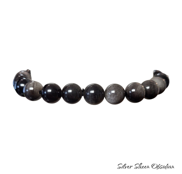 Silver Sheen Obsidian Elastic Bracelet