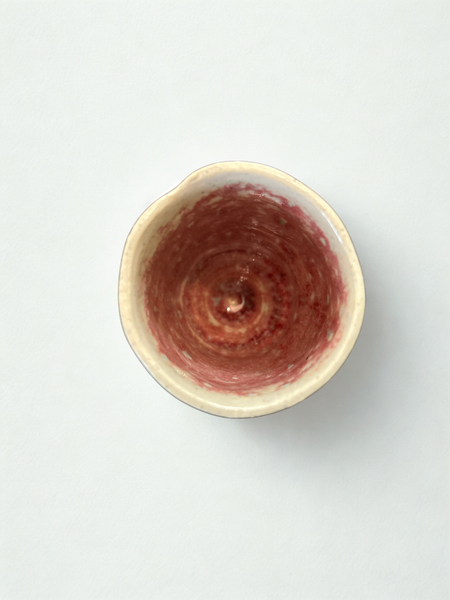 Wine Goblet -Short Cream and Terracotta by Liz Butler