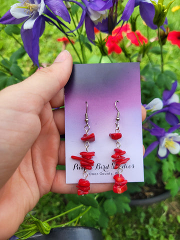 Coral Chip 3 Drop Earrings by Nikkie Howard