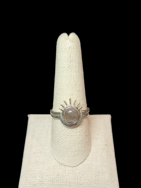 Celestial 2 Piece Sun and Moon Ring Set - Sterling Silver