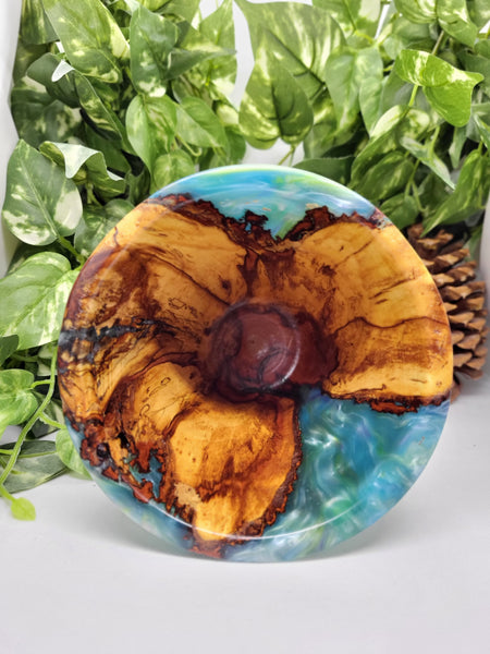 Pussy Willow & Blue Resin Vase by Ronald Bemmann