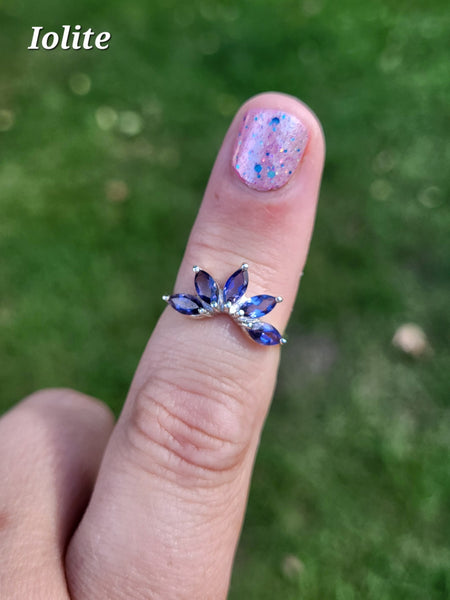 Marquise Cut Half Flower Ring - Sterling Silver