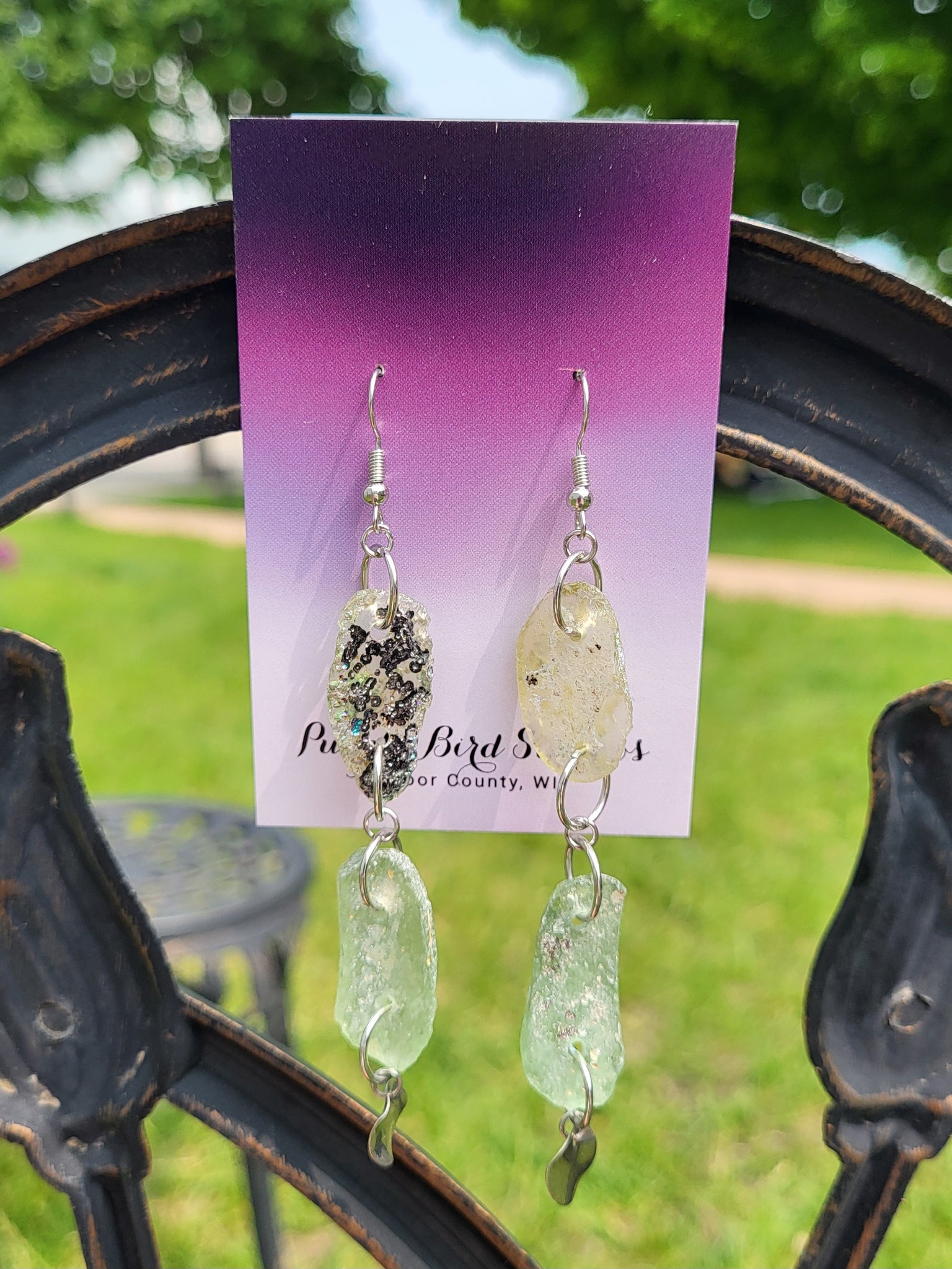 Ancient Roman Glass Style V Earrings by Nikkie Howard