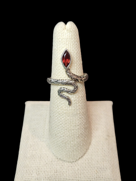 Marquise Cut Gemstone Snake Ring - Sterling Silver