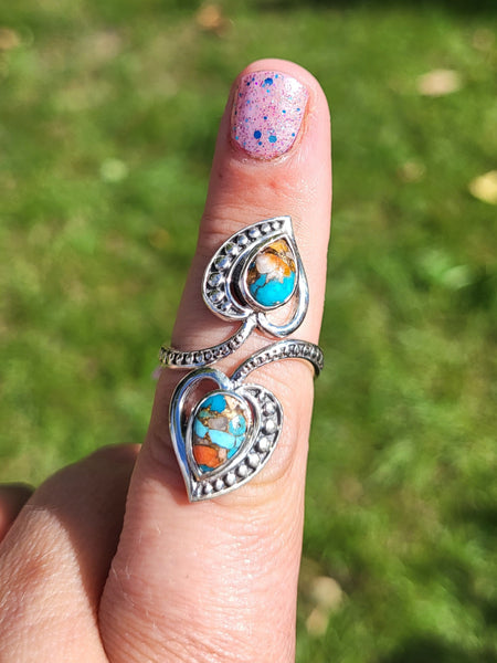Turquoise Wrap Ring - Sterling Silver