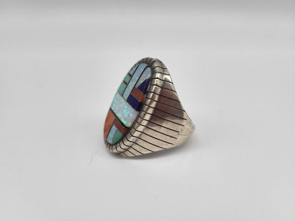 Sterling Silver Multi Opal Ring (sz. 11) - Marcia Nickols