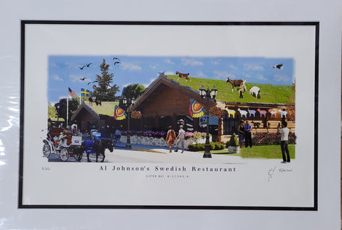 “Al Johnson’s Swedish Restaurant” - Printed Sketch (13x19”) by David Robillard #25
