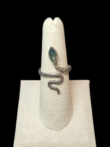 Marquise Cut Gemstone Snake Ring - Sterling Silver