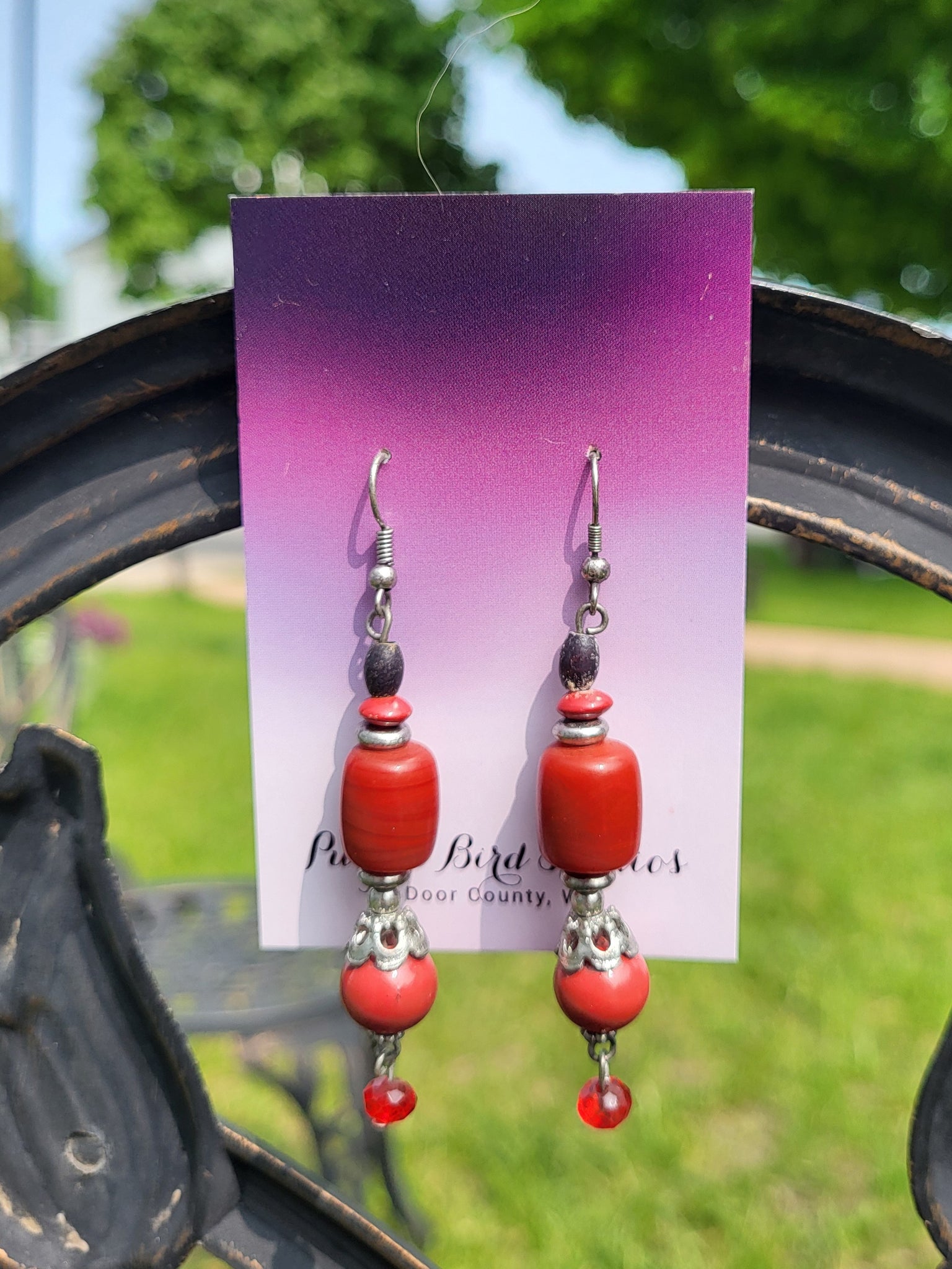 Dark Red Earrings by Nikkie Howard