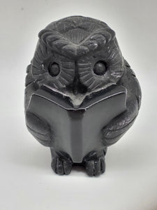 Obsidian Reading Owl Carving