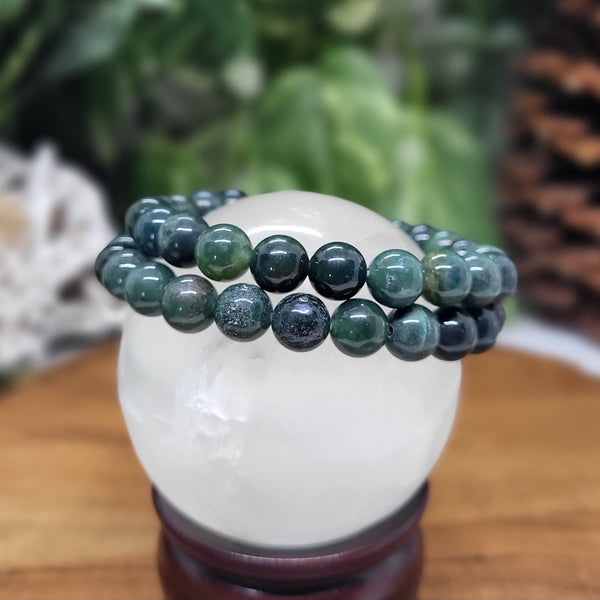 Moss Agate Elastic Bracelets