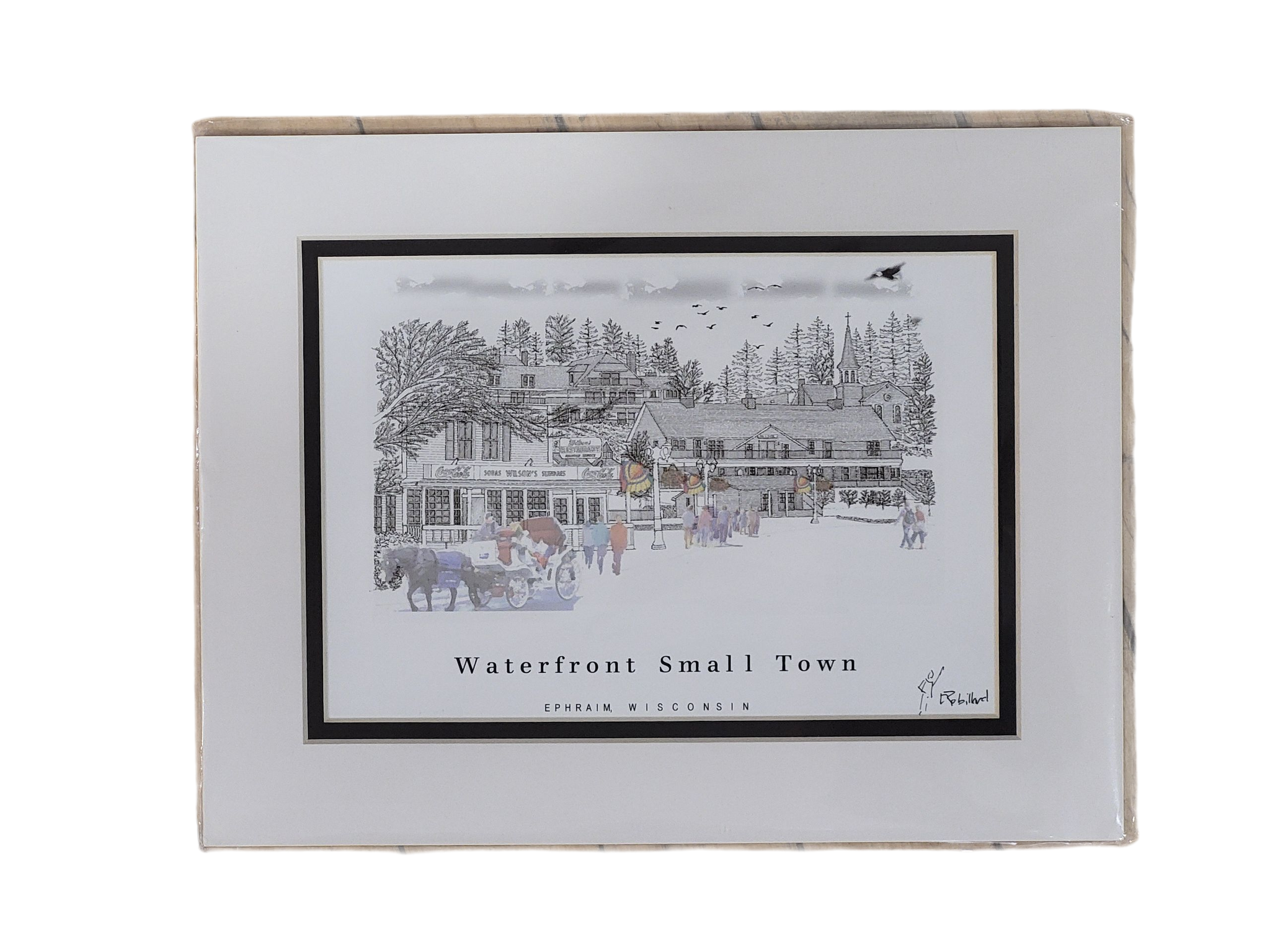 "Waterfront Small Town” - Printed Sketch by David Robillard
