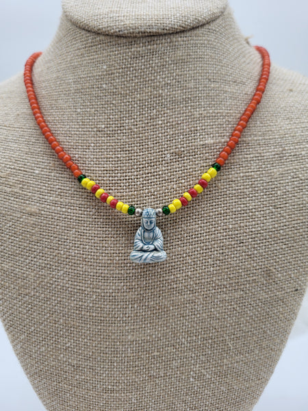 Buddha Pendant & Beaded 18" Necklace - Marcia Nickols