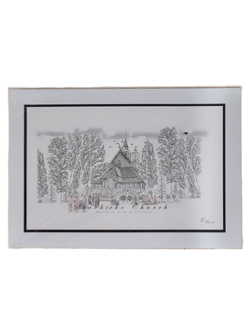 "Stavkirke Church” - Printed Sketch by David Robillard