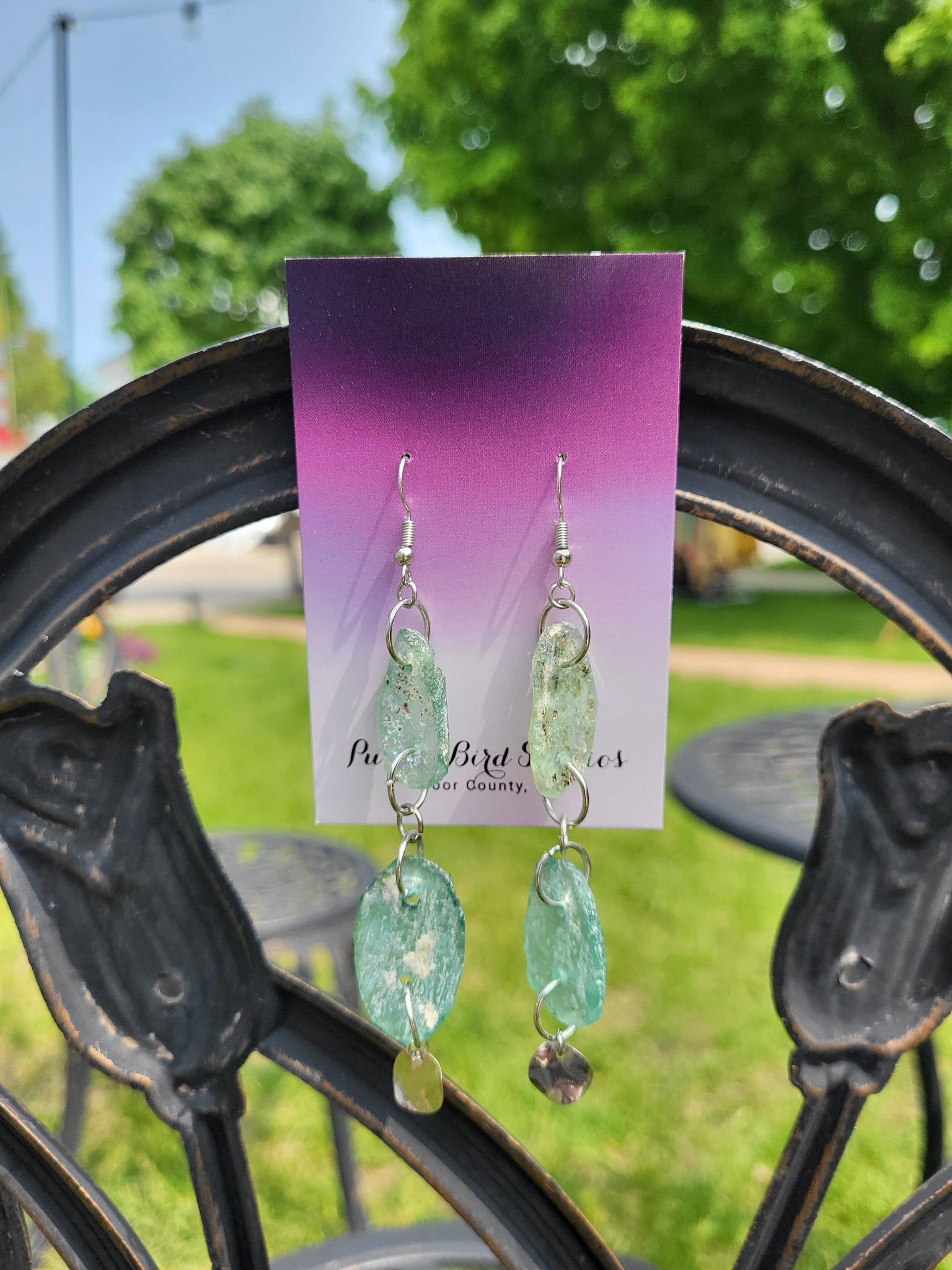 Ancient Roman Glass Style T Earrings by Nikkie Howard