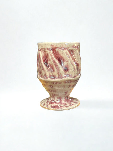 Wine Goblet -Short Cream and Terracotta by Liz Butler