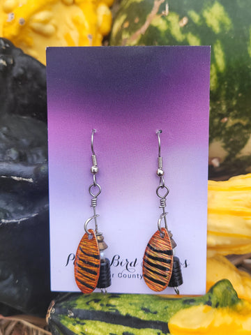 Recycled Fishing Lure Earrings Tiger Stripe by Nikkie Howard