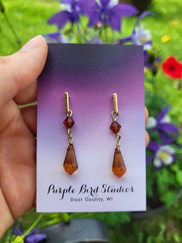 Brown Teardrop Post Earrings by Nikkie Howard