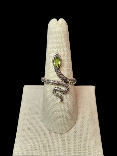 Marquise Cut Gemstone Snake Ring - Sterling Silver