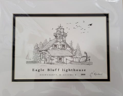 “Eagle Bluff Lighthouse” - Printed Sketch (13x19”) by David Robillard #83